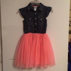 Pretty girls Denim and coral tool dress size 8